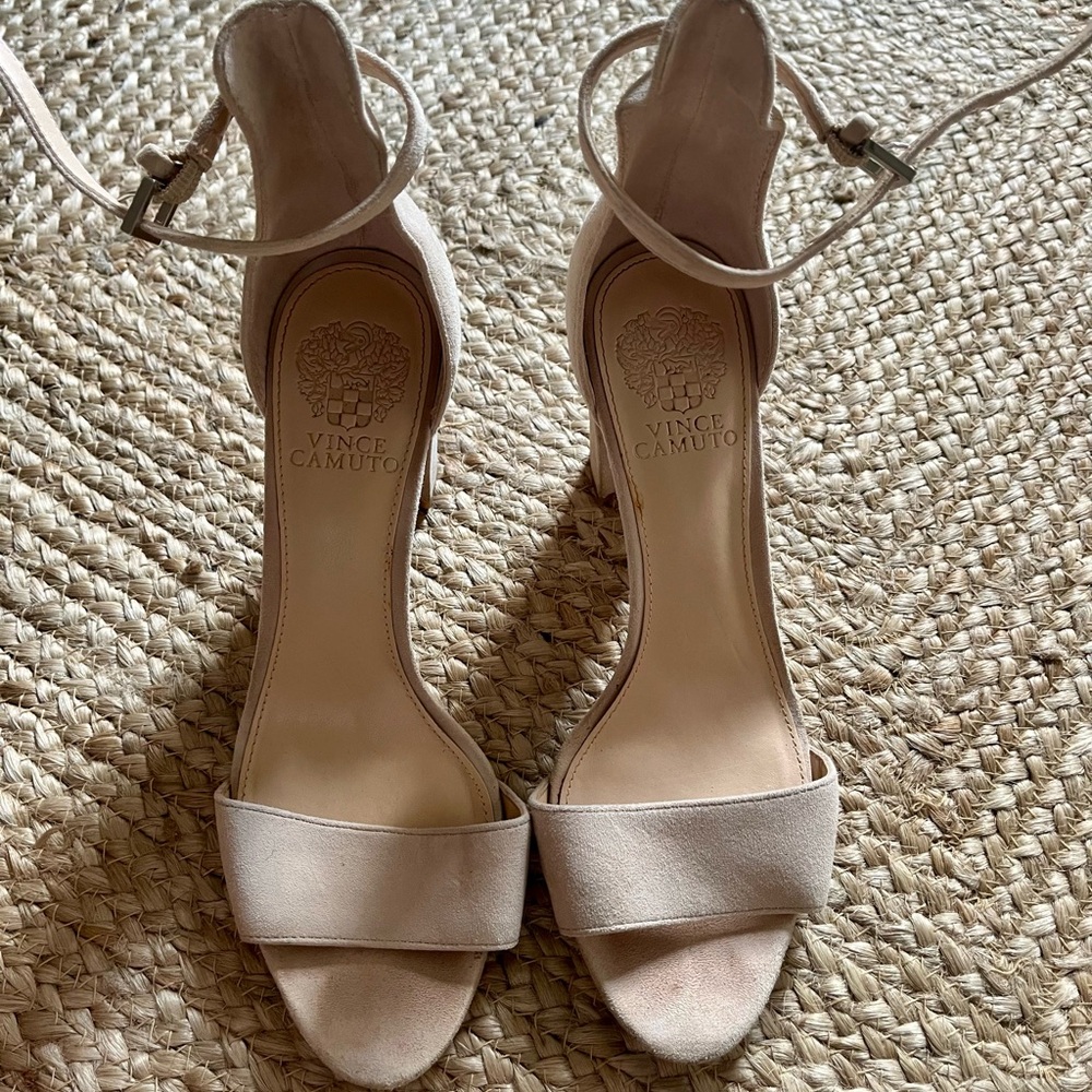 Vince Camuto Women's Beige Ankle Strap Heels